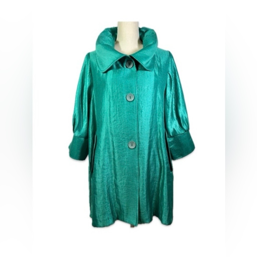 Damee, Inc Swing Jacket Chic Turquoise Mint Collared - Picture 13 of 13